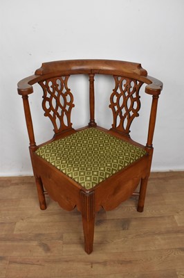 Lot 1206 - George III fruitwood corner chair