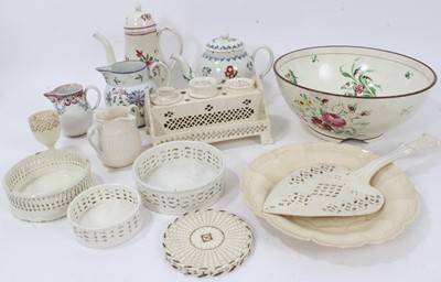 Lot 1315 - 18th century Creamware to include coffee pot, named bowl, desk stand and other items from the collection of Tom Walford