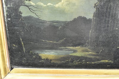 Lot 1320 - Manner of Samuel Pether, oil on panel, Abbey ruins by moonlight