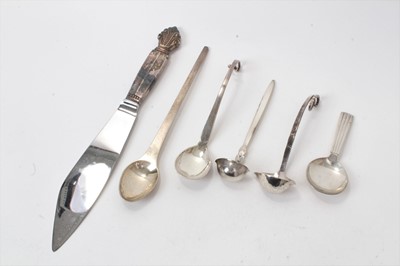 Lot 222 - Small group of Georg Jensen silver spoons etc