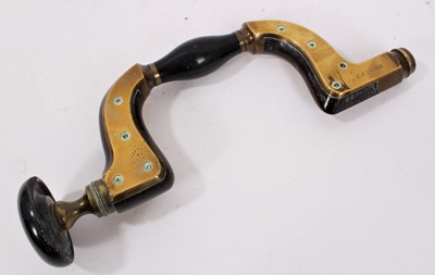 Lot 1327 - Antique brass mounted hand bit brace by C. C. Paine