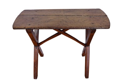 Lot 1333 - Antique primitive fruitwood trestle table
