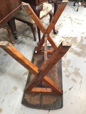 Lot 1333 - Antique primitive fruitwood trestle table