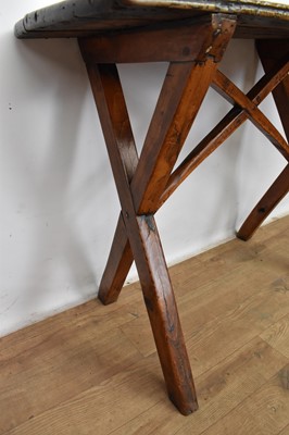 Lot 1333 - Antique primitive fruitwood trestle table