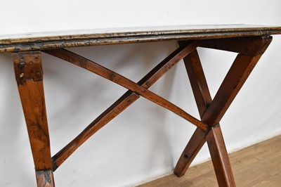 Lot 1333 - Antique primitive fruitwood trestle table