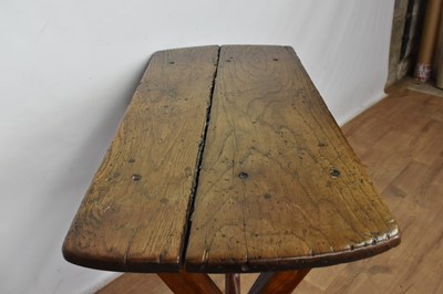 Lot 1333 - Antique primitive fruitwood trestle table