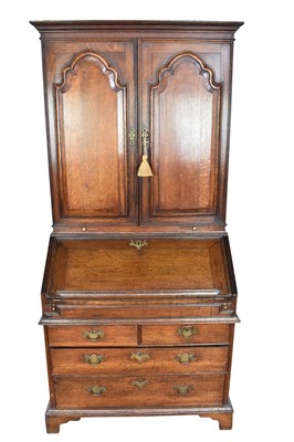 Lot 1334 - Early 18th century oak bureau bookcase