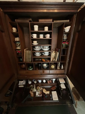 Lot 1334 - Early 18th century oak bureau bookcase