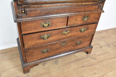 Lot 1334 - Early 18th century oak bureau bookcase