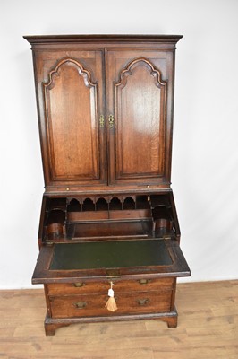Lot 1334 - Early 18th century oak bureau bookcase