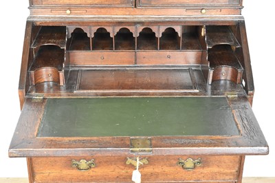 Lot 1334 - Early 18th century oak bureau bookcase
