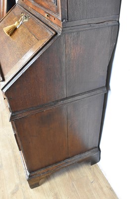 Lot 1334 - Early 18th century oak bureau bookcase