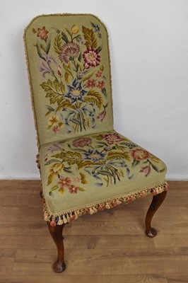 Lot 1335 - Queen Anne style walnut chair with fine embroidered upholstery