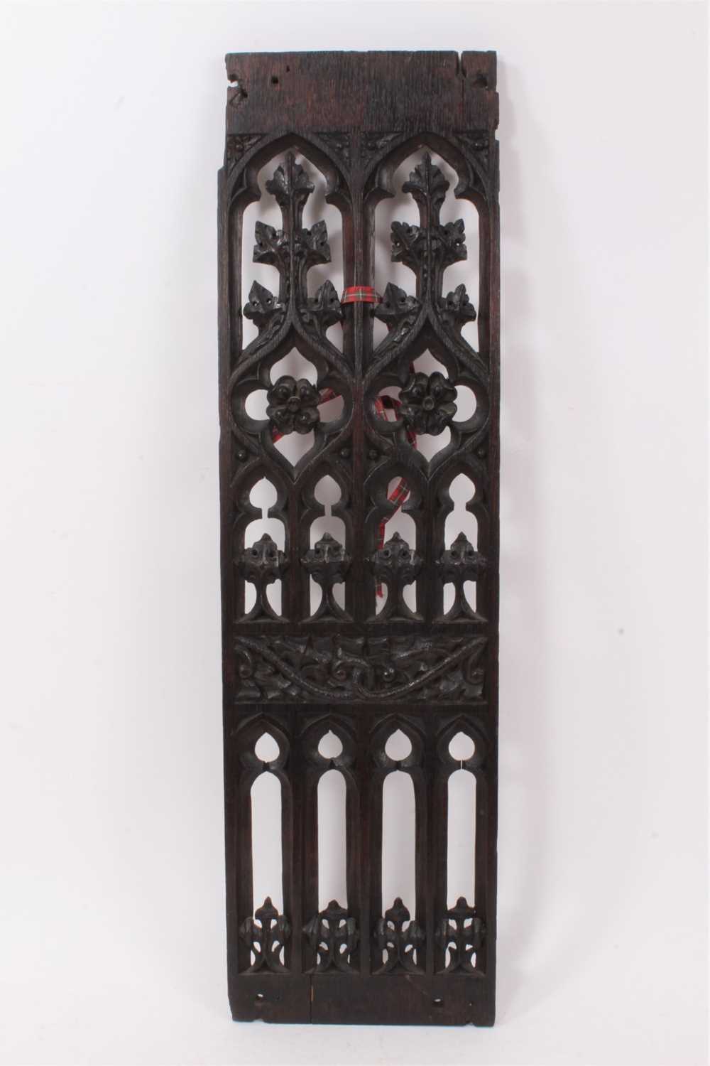 Lot 1349 - 16th / 17th century oak perpendicular tracery panel