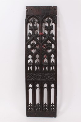 Lot 1349 - 16th / 17th century oak perpendicular tracery panel