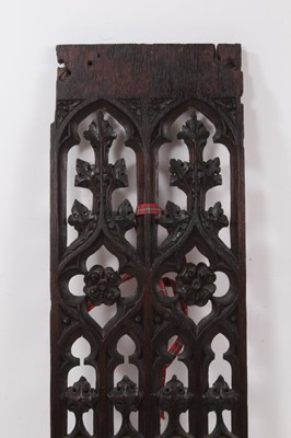 Lot 1349 - 16th / 17th century oak perpendicular tracery panel