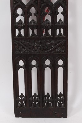Lot 1349 - 16th / 17th century oak perpendicular tracery panel