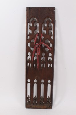 Lot 1349 - 16th / 17th century oak perpendicular tracery panel