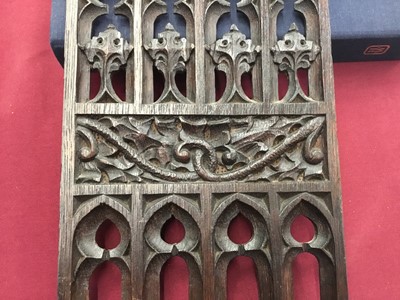 Lot 1349 - 16th / 17th century oak perpendicular tracery panel