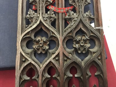 Lot 1349 - 16th / 17th century oak perpendicular tracery panel