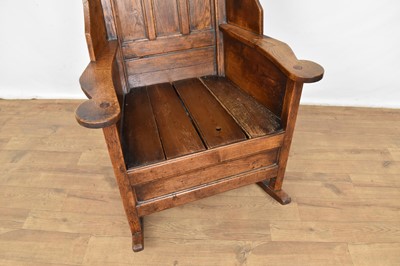 Lot 1157 - 18th century oak and pine lambing chair