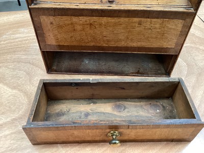 Lot 1362 - Regency oak and fruitwood crossbanded spoon rack, with brass spoons and fish slice