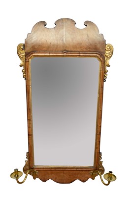 Lot 1372 - 18th century walnut girandole wall mirror