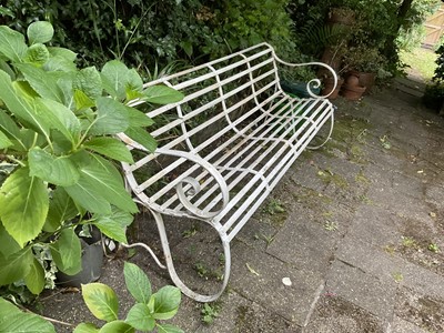 Lot 1420 - Regency style scrolled cast iron bench