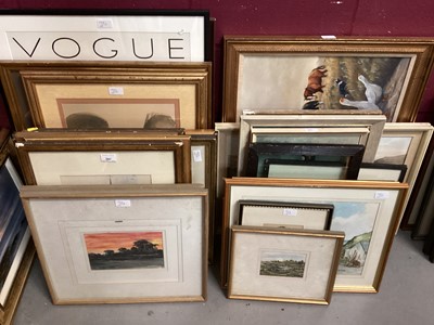 Lot 397 - Mixed lot of 19th century and later pictures, oils, watercolours etc