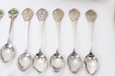 Lot 224 - 16 silver spoons and sugar tongs and three silver brushes