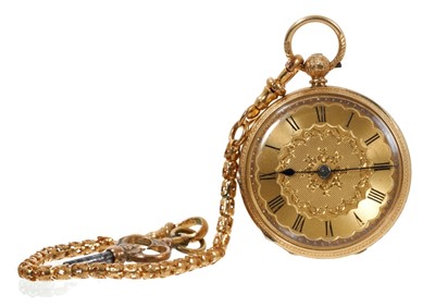 Lot 425 - Victorian 18ct gold fob watch