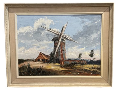 Lot 351 - 1960s oil on board - Windmill in a Landscape, indistinctly signed and dated '68, framed