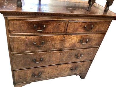 Lot 1249 - Nineteenth century inlaid mahogany chest of two short and three long graduated drawers, 112.5cm wide, 54.5cm deep, 107cm high