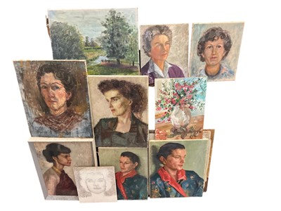 Lot 353 - Collection of 20th century oils, portraits and still life (13)