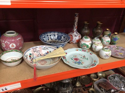 Lot 631 - Group of Oriental items including an 18th century Chinese famille rose plate