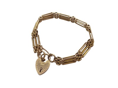 Lot 1036 - 9ct gold gate bracelet with padlock clasp