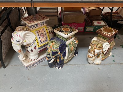 Lot 411 - There ceramic garden seats in the form of elephants