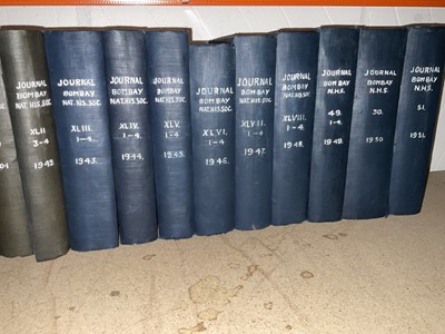 Lot 701 - Bombay Natural History Society. The Journal ..., vols. 1 (1886) - 51 (1951) bound in half calf and cloth (52 volumes)