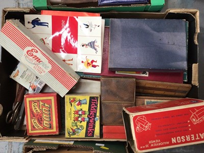 Lot 672 - Four boxes of sundry items, including toys, games, etc