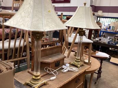 Lot 702 - Pair of modern glass and gilt table lamps