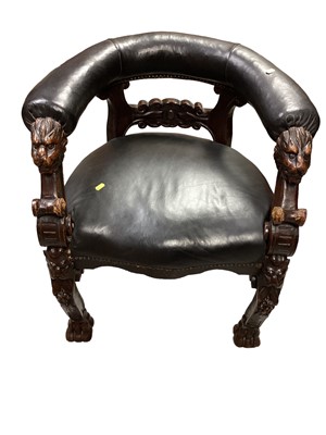 Lot 1330 - Victorian carved bow desk chair