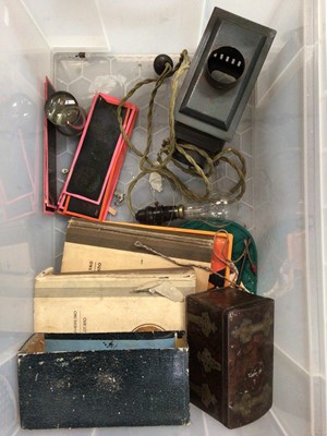 Lot 676 - Magic lantern, slides and other items (1 box)