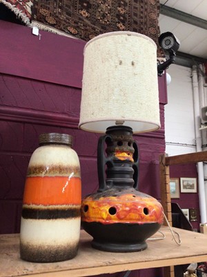 Lot 677 - Large West German pottery lamp and vase