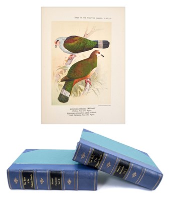 Lot 716 - Hachisuka - The Birds of the Philippine Islands with Notes on the Mammal Fauna, 4 parts in 2 vol., first edition, plates by Frohawk, Gronvold, Horsfall, Keulemans and others, 4to, 1931-35, modern h...