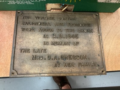 Lot 454 - Bronze organ plaque dated 1945