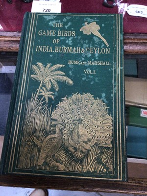 Lot 720 - Hume & Marshall - The game birds of India Burmah & Ceylon. Calcutta 1879-1881 subscribers edition 8vo 3 volumes, coluour lithographic plates, original decorative green cloth