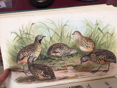 Lot 720 - Hume & Marshall - The game birds of India Burmah & Ceylon. Calcutta 1879-1881 subscribers edition 8vo 3 volumes, coluour lithographic plates, original decorative green cloth