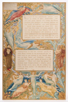 Lot 1374 - Manner of Walter Crane (1845-1915) watercolour and gilt illumination