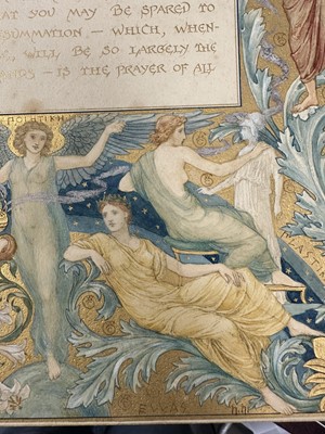 Lot 1374 - Manner of Walter Crane (1845-1915) watercolour and gilt illumination