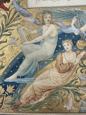 Lot 1374 - Manner of Walter Crane (1845-1915) watercolour and gilt illumination